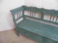 Lovely Green & Blue 3 Seater Antique Pine Kitchen / Hall Box Settle / Bench (2 of 10) Lovely Green & Blue 3 Seater Antique Pine Kitchen / Hall Box Settle / Bench (2 of 10)