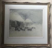 David Thomas Robertson Watercolour - Feeding Sheep in Snowy Winter (2 of 2) David Thomas Robertson Watercolour - Feeding Sheep in Snowy Winter (2 of 2)