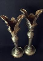 Pair of Tall Victorian Gilt Brass Column Candlesticks (3 of 4) Pair of Tall Victorian Gilt Brass Column Candlesticks (3 of 4)