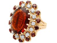 17.67ct Citrine & 1.33ct Diamond, 18ct Yellow Gold Dress Ring - Vintage French c.1950 (3 of 9) 17.67ct Citrine & 1.33ct Diamond, 18ct Yellow Gold Dress Ring - Vintage French c.1950 (3 of 9)