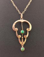 Antique Art Nouveau Turquoise Lavalier Pendant, 9ct Rose Gold, Necklace (6 of 10) Antique Art Nouveau Turquoise Lavalier Pendant, 9ct Rose Gold, Necklace (6 of 10)