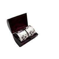 Pair of Antique Edwardian Sterling Silver Napkin Rings in Case 1903 Pair of Antique Edwardian Sterling Silver Napkin Rings in Case 1903