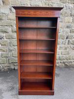 Quality Tall Inlaid Mahogany Open Bookcase