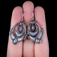 Antique Victorian Scottish Montrose Agate Earrings Silver c.1860 (6 of 6) Antique Victorian Scottish Montrose Agate Earrings Silver c.1860 (6 of 6)