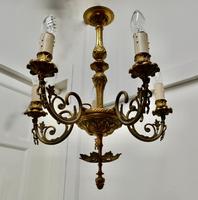 Gilded Brass 5 Branch Rococo Style Chandelier (5 of 8) Gilded Brass 5 Branch Rococo Style Chandelier (5 of 8)