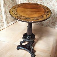 Antique Oak Wine Side Table / Made in England c.1920