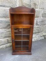 Antique Slim Oak Bookcase Cabinet