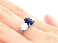 1.80ct Sapphire & 1.35ct Diamond, 18ct White Gold Trilogy Ring c.1935 (8 of 9) 1.80ct Sapphire & 1.35ct Diamond, 18ct White Gold Trilogy Ring c.1935 (8 of 9)