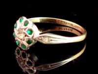 Vintage Art Deco Flower Ring, 9ct Gold & Silver, Emerald Paste (6 of 11) Vintage Art Deco Flower Ring, 9ct Gold & Silver, Emerald Paste (6 of 11)