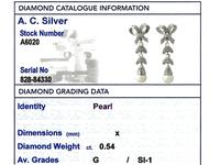 0.54ct Diamond & Pearl, 18ct White Gold Drop Earrings - Vintage c.1960 (8 of 9) 0.54ct Diamond & Pearl, 18ct White Gold Drop Earrings - Vintage c.1960 (8 of 9)
