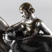 Stunning French Art Deco Bronze & Silvered Sculpture. Signed A.Ouline - Lady & Panther (11 of 11) Stunning French Art Deco Bronze & Silvered Sculpture. Signed A.Ouline - Lady & Panther (11 of 11)
