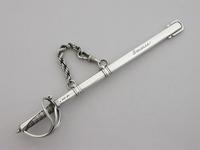 Victorian Novelty Silver Officers Dress Sword Letter Opener by Sampson Mordan, London, 1896. 'Emmie' (14 of 14) Victorian Novelty Silver Officers Dress Sword Letter Opener by Sampson Mordan, London, 1896. 'Emmie' (14 of 14)