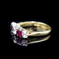 Vintage Ruby & Diamond 18ct 18K Yellow Gold Five Stone Ring (5 of 10) Vintage Ruby & Diamond 18ct 18K Yellow Gold Five Stone Ring (5 of 10)