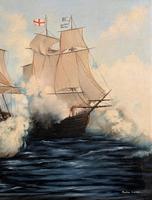 Large Fabulous Vintage 20th Century Maritime Naval Battle Ships Seascape Oil Painting (6 of 12) Large Fabulous Vintage 20th Century Maritime Naval Battle Ships Seascape Oil Painting (6 of 12)