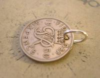 Vintage Pocket Watch Chain Fob 1950 Lucky Silver Sixpence Old 6d Coin Fob (3 of 8) Vintage Pocket Watch Chain Fob 1950 Lucky Silver Sixpence Old 6d Coin Fob (3 of 8)