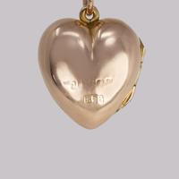 Victorian Diamond Heart Locket 9ct Gold Hinged Puff Heart Pendant & Chain Circa 1890 (9 of 9) Victorian Diamond Heart Locket 9ct Gold Hinged Puff Heart Pendant & Chain Circa 1890 (9 of 9)