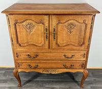 Cabinet Vintage French Oak Carved Storage 2 Drawers