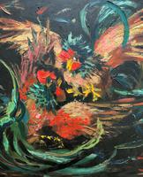 Stunning Original 1970s Vintage Abstract Acrylic Painting Cocks Fighting - Game (6 of 15) Stunning Original 1970s Vintage Abstract Acrylic Painting Cocks Fighting - Game (6 of 15)
