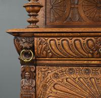 Carved Oak Leaded Glass Bookcase Cabinet (3 of 8) Carved Oak Leaded Glass Bookcase Cabinet (3 of 8)