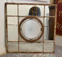 Large 19th Century Industrial Window Mirror with Central Leaded Bottle Glass Opening (2 of 8) Large 19th Century Industrial Window Mirror with Central Leaded Bottle Glass Opening (2 of 8)