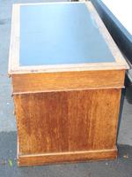 1920's Solid Light Oak Pedestal Desk with Green Leather Top. (2 of 5) 1920's Solid Light Oak Pedestal Desk with Green Leather Top. (2 of 5)