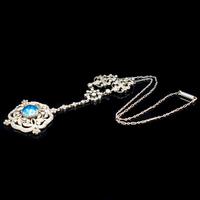 Antique Old Cut Blue Paste Drop Sterling Silver Pendant Necklace (7 of 12) Antique Old Cut Blue Paste Drop Sterling Silver Pendant Necklace (7 of 12)