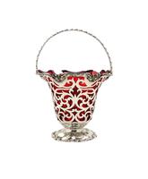 Antique Victorian Sterling Silver & Cranberry Glass Basket 1855 (6 of 11) Antique Victorian Sterling Silver & Cranberry Glass Basket 1855 (6 of 11)