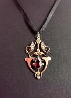 Antique Art Nouveau Pendant, 9ct Gold, Pearl & Garnet (3 of 7) Antique Art Nouveau Pendant, 9ct Gold, Pearl & Garnet (3 of 7)