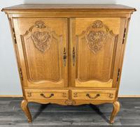 Cabinet Vintage French Style Oak Carved Storage 2 Drawers