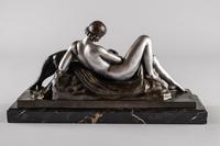 Stunning French Art Deco Bronze & Silvered Sculpture. Signed A.Ouline - Lady & Panther (4 of 11) Stunning French Art Deco Bronze & Silvered Sculpture. Signed A.Ouline - Lady & Panther (4 of 11)