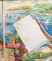 Original chalks and pencil drawing 'Daz washes whiter' produced for a newspaper/periodical advertising campaign. c.1965 (3 of 3) Original chalks and pencil drawing 'Daz washes whiter' produced for a newspaper/periodical advertising campaign. c.1965 (3 of 3)