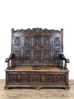 Antique Victorian Carved Oak High Back Settle (8 of 15) Antique Victorian Carved Oak High Back Settle (8 of 15)