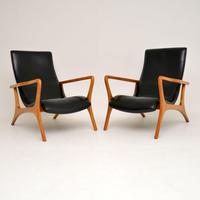 Pair of Vintage Leather Armchairs in the Manner of Vladimir Kagan (2 of 15) Pair of Vintage Leather Armchairs in the Manner of Vladimir Kagan (2 of 15)