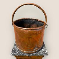Large Antique Copper Firewood Bucket