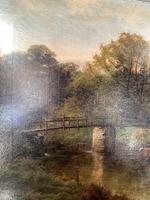Antique River Landscape Oil Painting with Cows by Bridge Signed W Weir (5 of 10) Antique River Landscape Oil Painting with Cows by Bridge Signed W Weir (5 of 10)