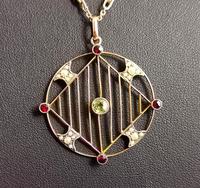 Antique Edwardian 9ct Gold Pendant, Peridot, Garnet and Pearl (3 of 10) Antique Edwardian 9ct Gold Pendant, Peridot, Garnet and Pearl (3 of 10)