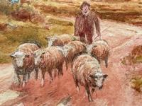 Watercolour "Returning Home" Shepherd Droving Flock Sheep by George Barker (4 of 31) Watercolour "Returning Home" Shepherd Droving Flock Sheep by George Barker (4 of 31)