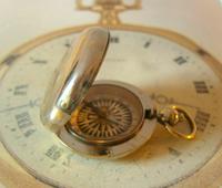 Antique Pocket Watch Chain Compass Fob 1910 Edwardian French Silver Nickel Fob (4 of 8) Antique Pocket Watch Chain Compass Fob 1910 Edwardian French Silver Nickel Fob (4 of 8)
