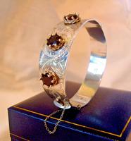 Bracelet Sterling Silver Irish 1976 Vintage Large Garnet Bracelet 7 1/2"L 49.9g