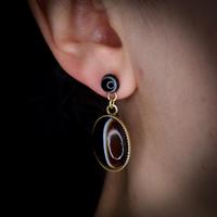 Antique Banded Bullseye Agate Yellow Gold on Silver Drop Dangle Earrings (6 of 6) Antique Banded Bullseye Agate Yellow Gold on Silver Drop Dangle Earrings (6 of 6)