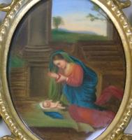 Italian Porcelain Plaque in Giltwood Hand Carved Frame Madonna & Child (4 of 7) Italian Porcelain Plaque in Giltwood Hand Carved Frame Madonna & Child (4 of 7)