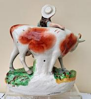 Pair of Antique English Victorian Staffordshire Pottery Figures - Milkman & Milkmaid with Cows - H 2314d / H 2314c (9 of 13) Pair of Antique English Victorian Staffordshire Pottery Figures - Milkman & Milkmaid with Cows - H 2314d / H 2314c (9 of 13)