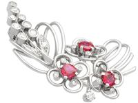 1.02ct Ruby & 0.55ct Diamond, 15ct White Gold Spray Brooch c.1925 (4 of 9) 1.02ct Ruby & 0.55ct Diamond, 15ct White Gold Spray Brooch c.1925 (4 of 9)