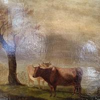 Antique large Georgian landscape oil painting study of cows (6 of 9) Antique large Georgian landscape oil painting study of cows (6 of 9)
