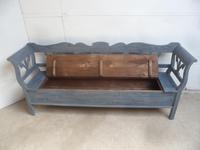 Lovely Grey / Blue 3-4 Seater Antique Pine Kitchen / Hall Box Settle / Bench (10 of 10) Lovely Grey / Blue 3-4 Seater Antique Pine Kitchen / Hall Box Settle / Bench (10 of 10)