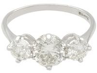 2ct Diamond & Platinum Three Stone Ring - Vintage c.1940 (4 of 9) 2ct Diamond & Platinum Three Stone Ring - Vintage c.1940 (4 of 9)