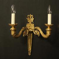 French Pair of Gilded Bronze Twin Arm Antique Wall Lights (2 of 10) French Pair of Gilded Bronze Twin Arm Antique Wall Lights (2 of 10)