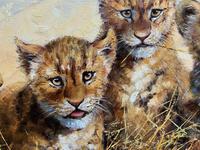 Exceptional 'pride Of Lion Cubs' Large Wildlife Oil Painting By 'silvia Duran' (7 of 12) Exceptional 'pride Of Lion Cubs' Large Wildlife Oil Painting By 'silvia Duran' (7 of 12)