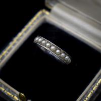 Art Deco Pearl Full Eternity Sterling Silver Band Ring (9 of 10) Art Deco Pearl Full Eternity Sterling Silver Band Ring (9 of 10)