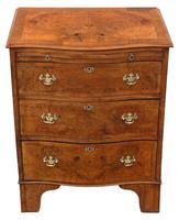 Antique c.1920 Georgian Revival Burr Walnut Serpentine Chest of Drawers – Fine Quality with Brushing Slide